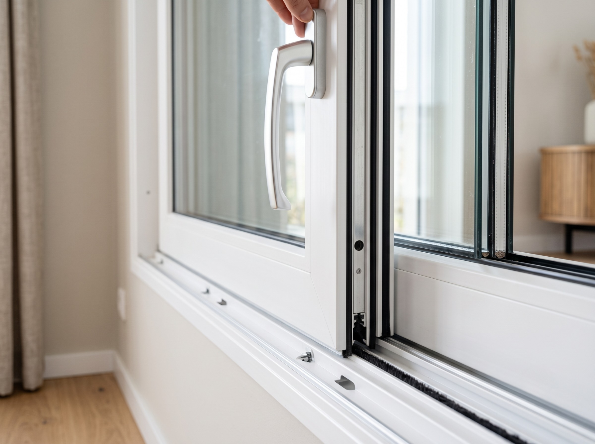 Ventana corredera de PVC blanca con termopanel